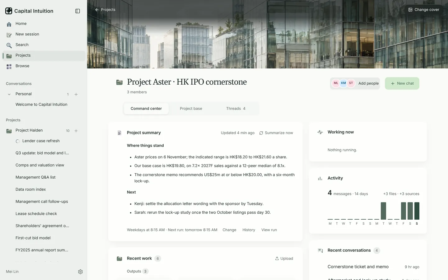 Project Aster, a fictional HK IPO cornerstone, in Capital Intuition