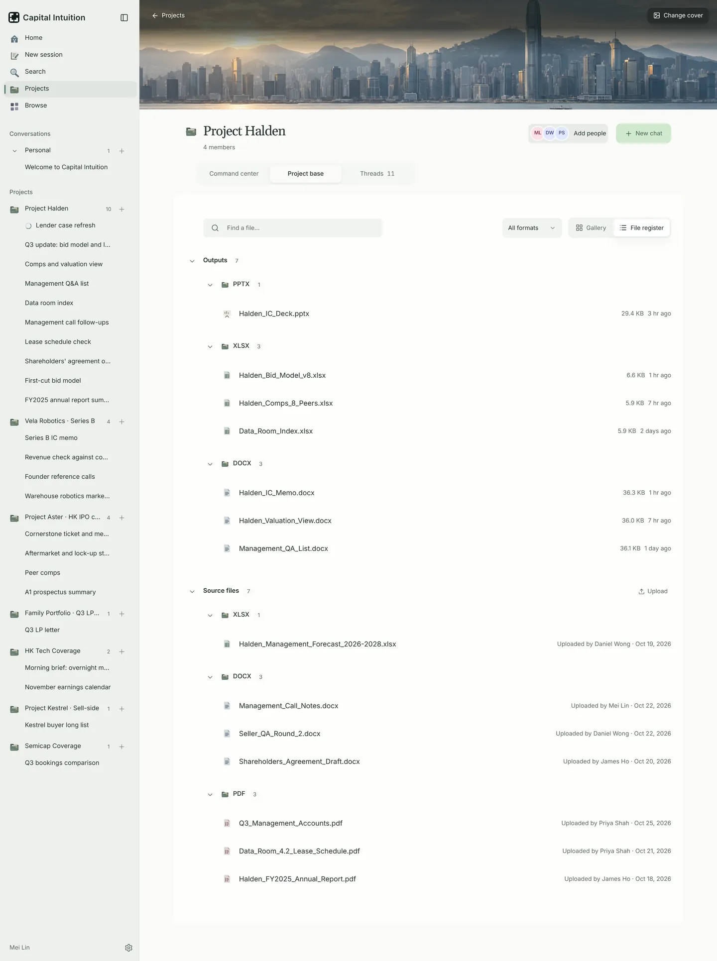 Project Halden's data room: filings, data-room exports, accounts and call notes